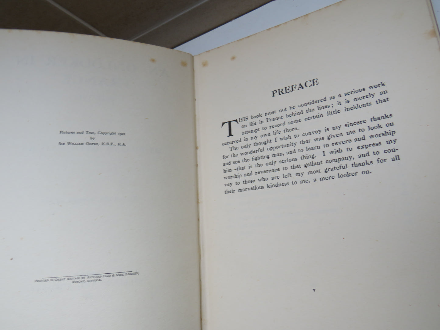 An Onlooker In France 1917-1919 By Sir William Orpen 1924 Antique Book WWI