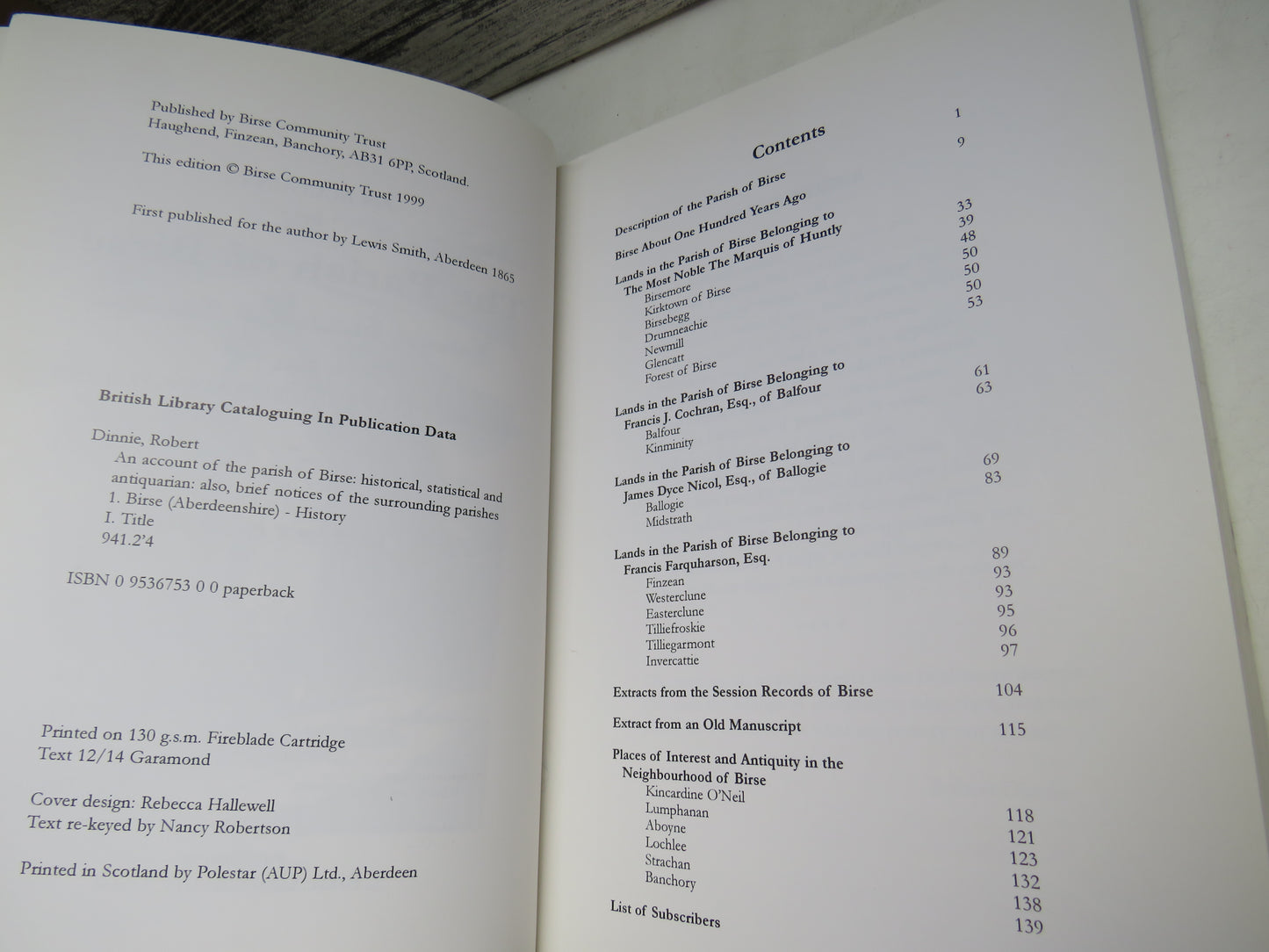 An Account of The Parish of Birse Historical, Statistical & Antiquarian; Also Brief Notices of the Surrounding Parishes By Robert Dinnie 1999