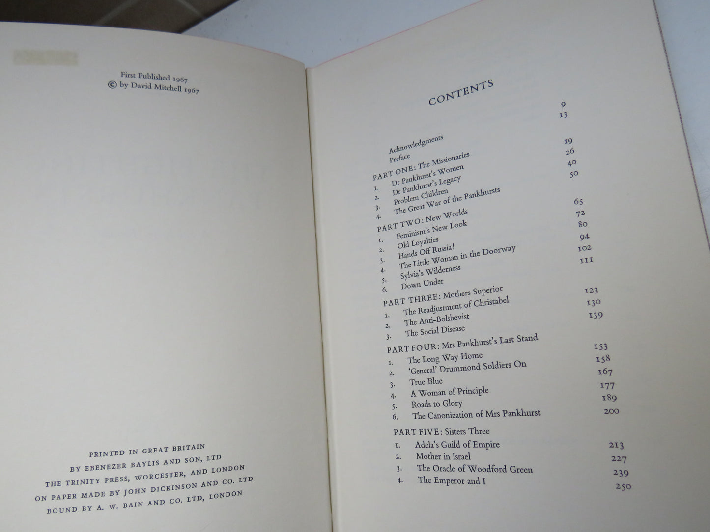 The Fighting Pankhursts A Study In Tenacity By David Mitchell 1967 Vintage Book