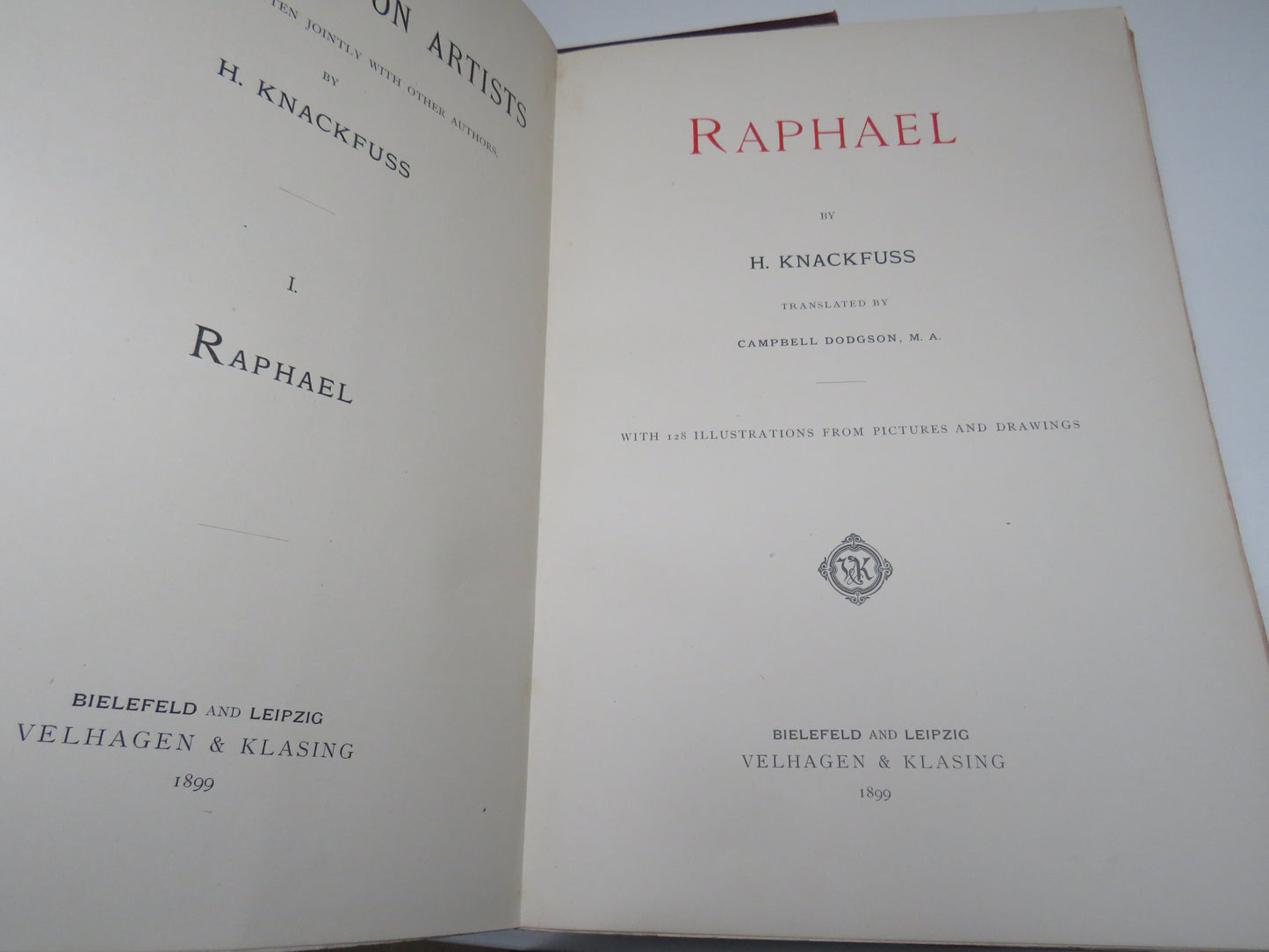 Monographs On Artists Raphael By H. Knackfuss Translated by Campbell Dodgson 1899
