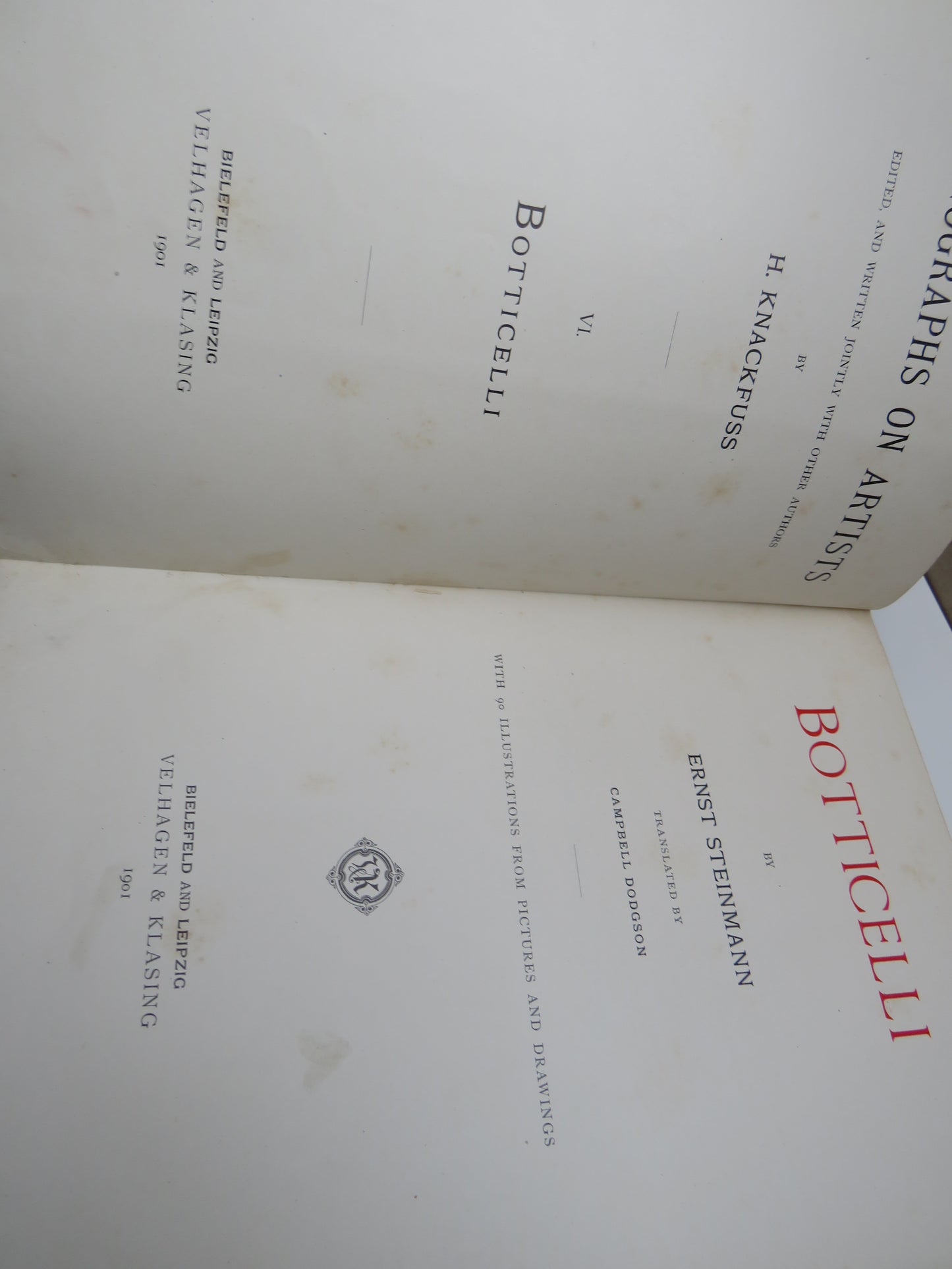 Monographs On Artists Botticelli By Ernst Steinmann Translated by Campbell Dodgson 1901