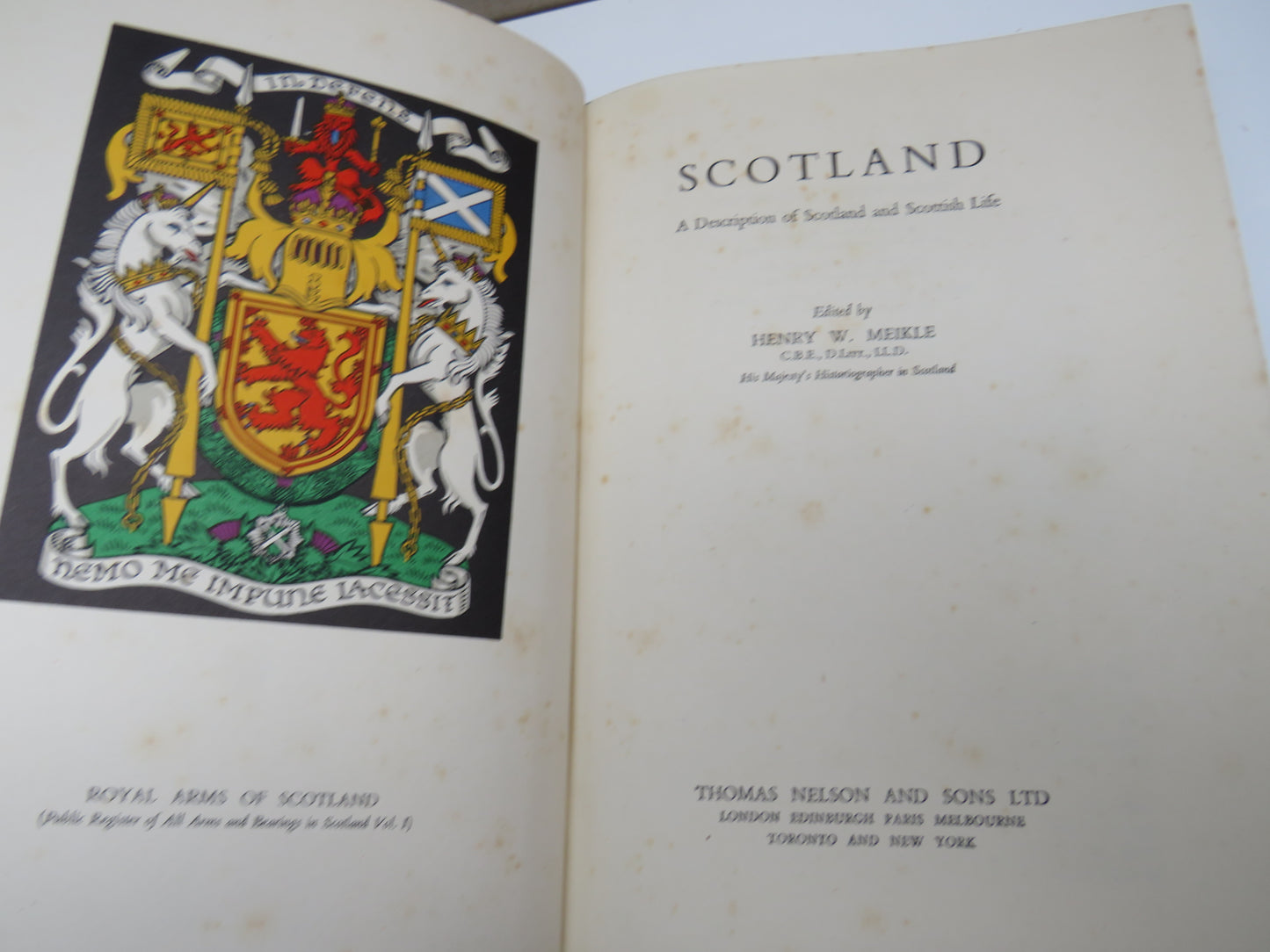 Scotland A Description of Scotland and Scottish Life Edited By Henry W. Meikle 1947