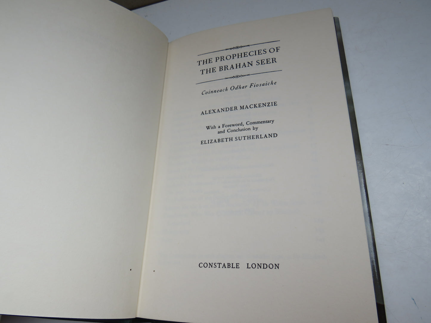 The Prophecies of The Brahan Seer Coinneach Odhar Fiosaiche By Alexander Mackenzie 1984