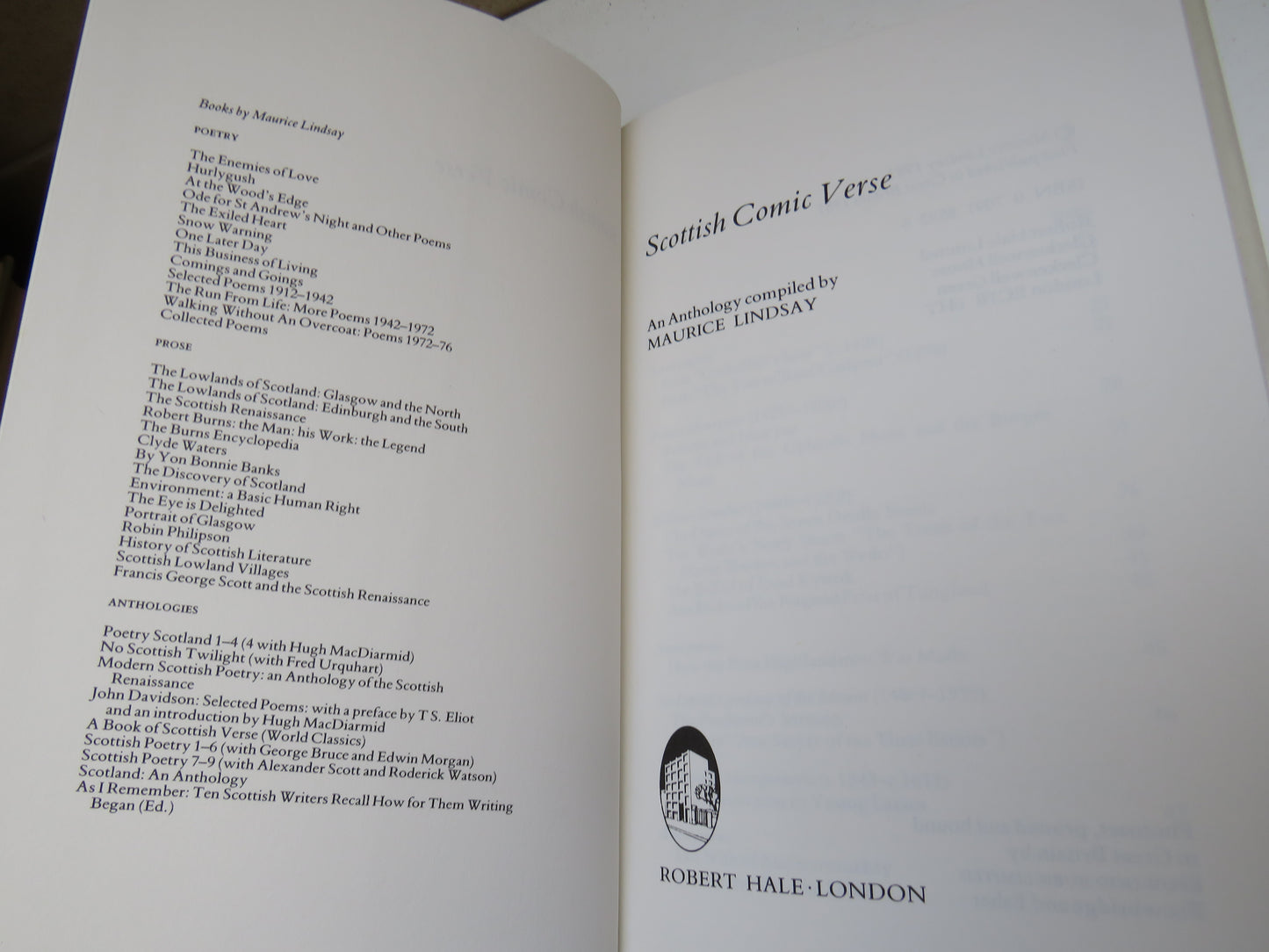 Scottish Comic Verse An Anthology Compiled By Maurice Lindsay 1981