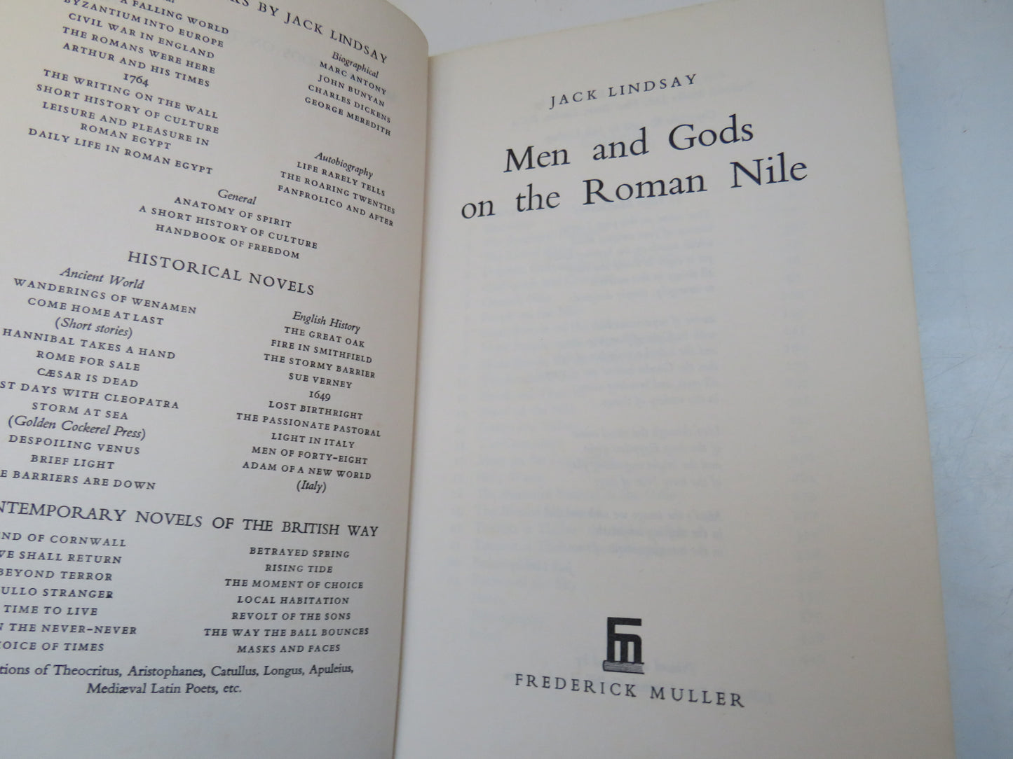 Men and Gods On The Roman Nile By Jack Lindsay 1968 1st Edition Book