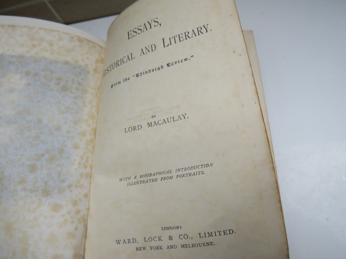 Essays Historical and Literary From The Edinburgh Review By Lord Macaulay