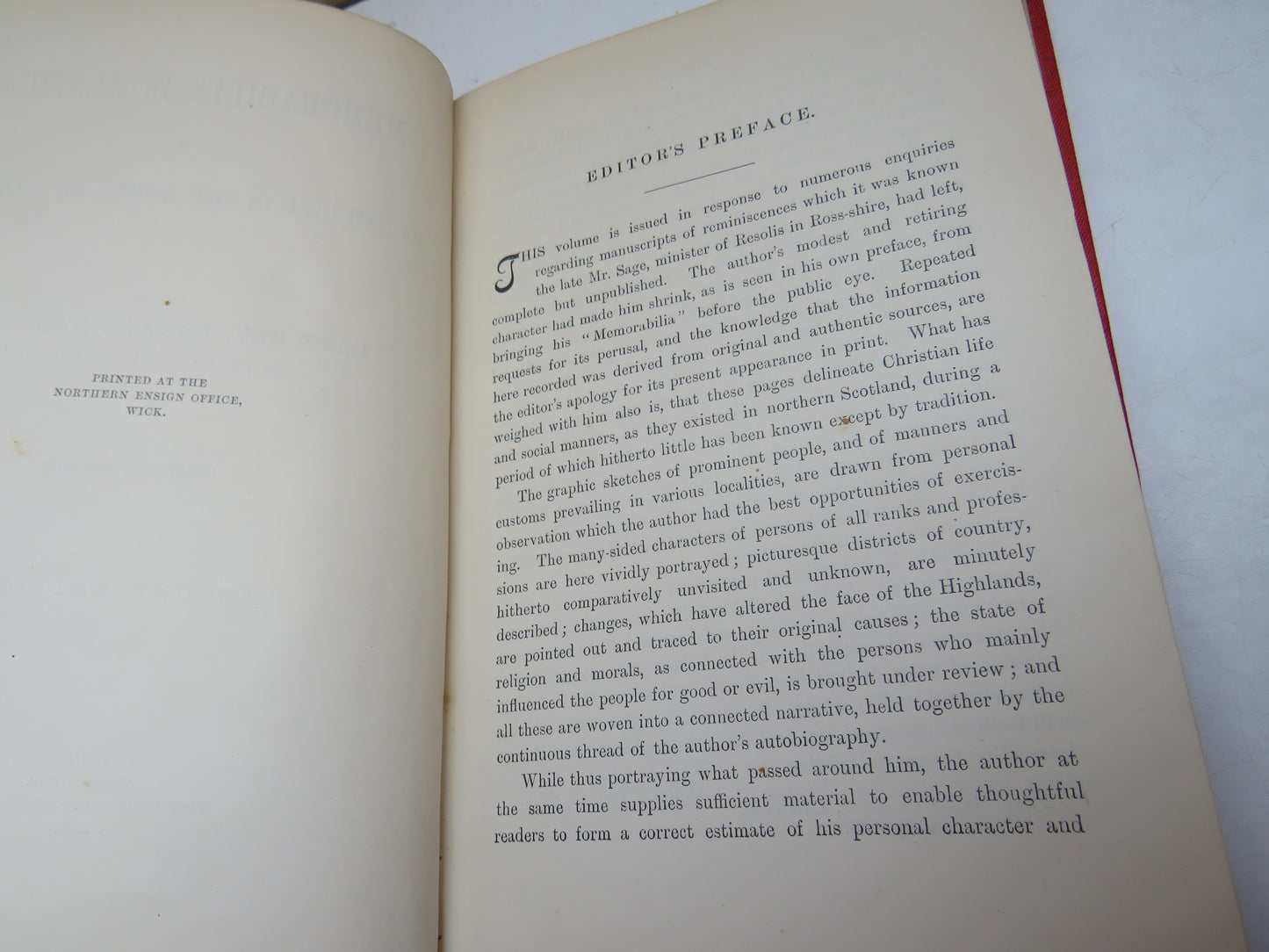 Memorabilia Domestica: Or Parish Life In The North of Scotland By The Late Donald Sage 1899