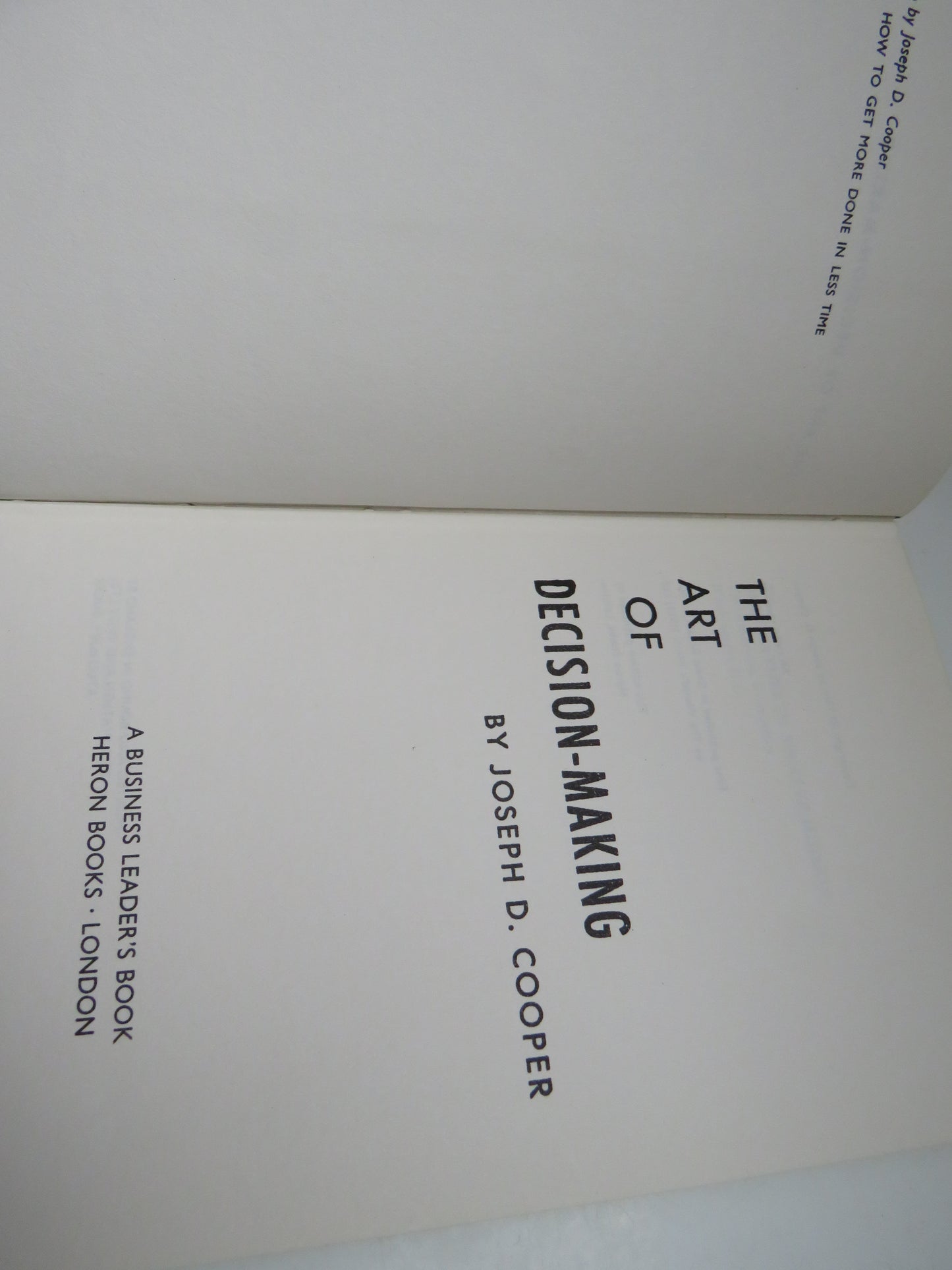 The Art of Decision-Making By Joseph D. Cooper 1964