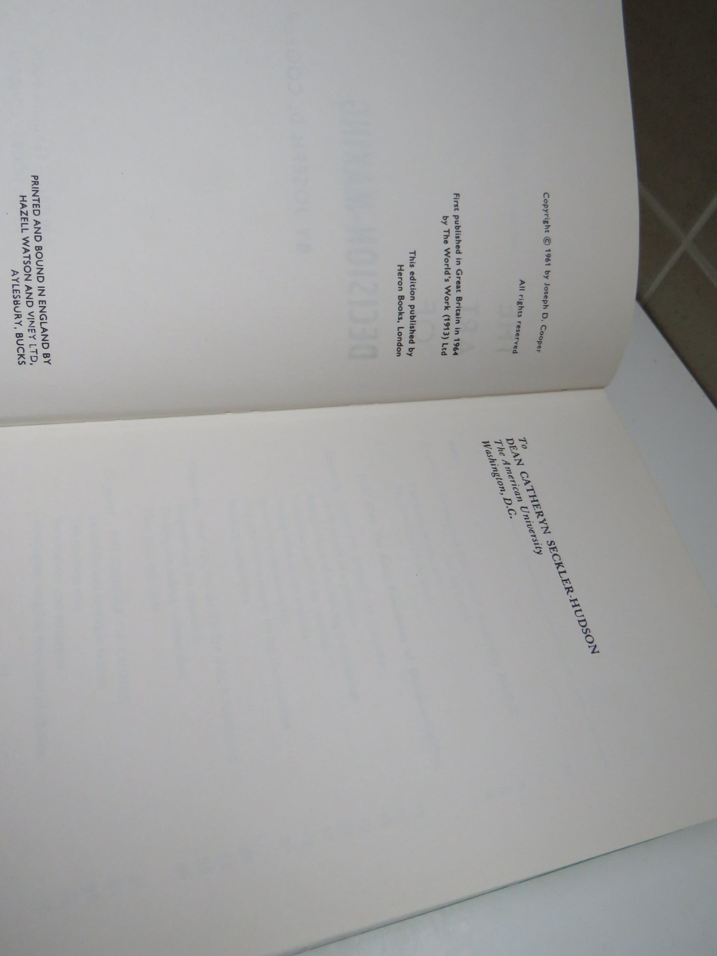 The Art of Decision-Making By Joseph D. Cooper 1964