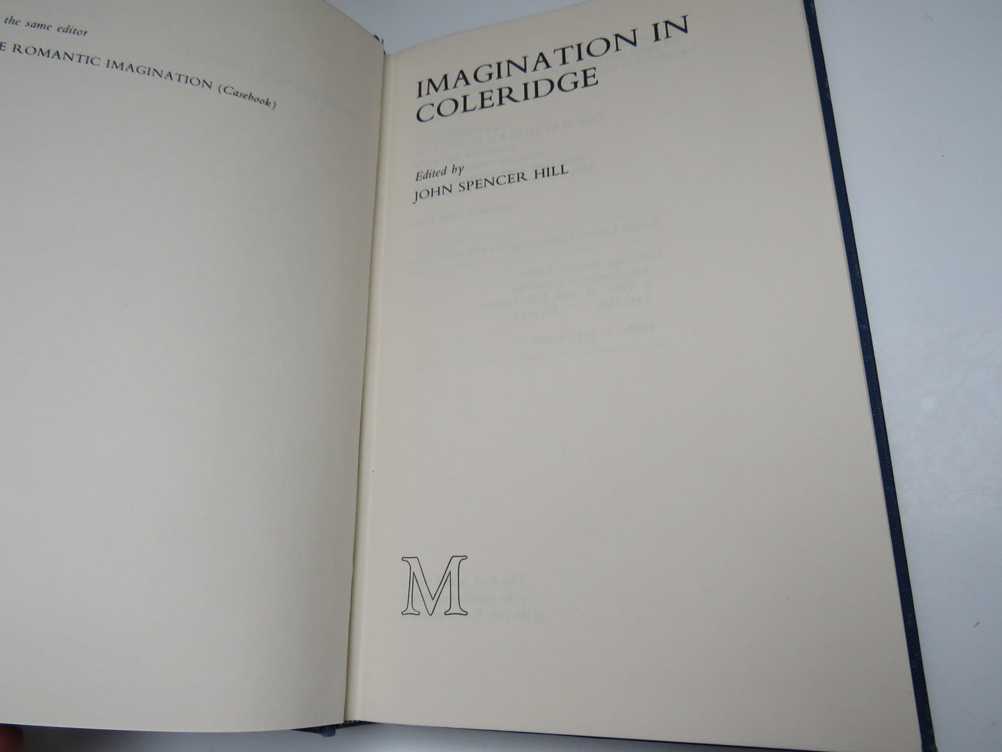 Imagination In Coleridge Edited By John Spencer Hill 1978