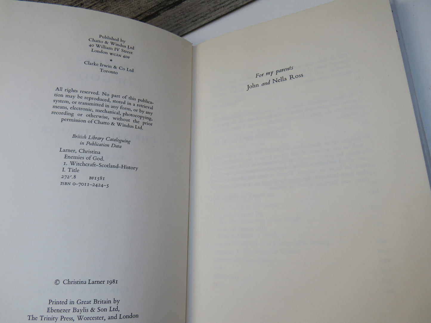 Enemies of God The Witch-Hunt In Scotland By Christina Larner 1981