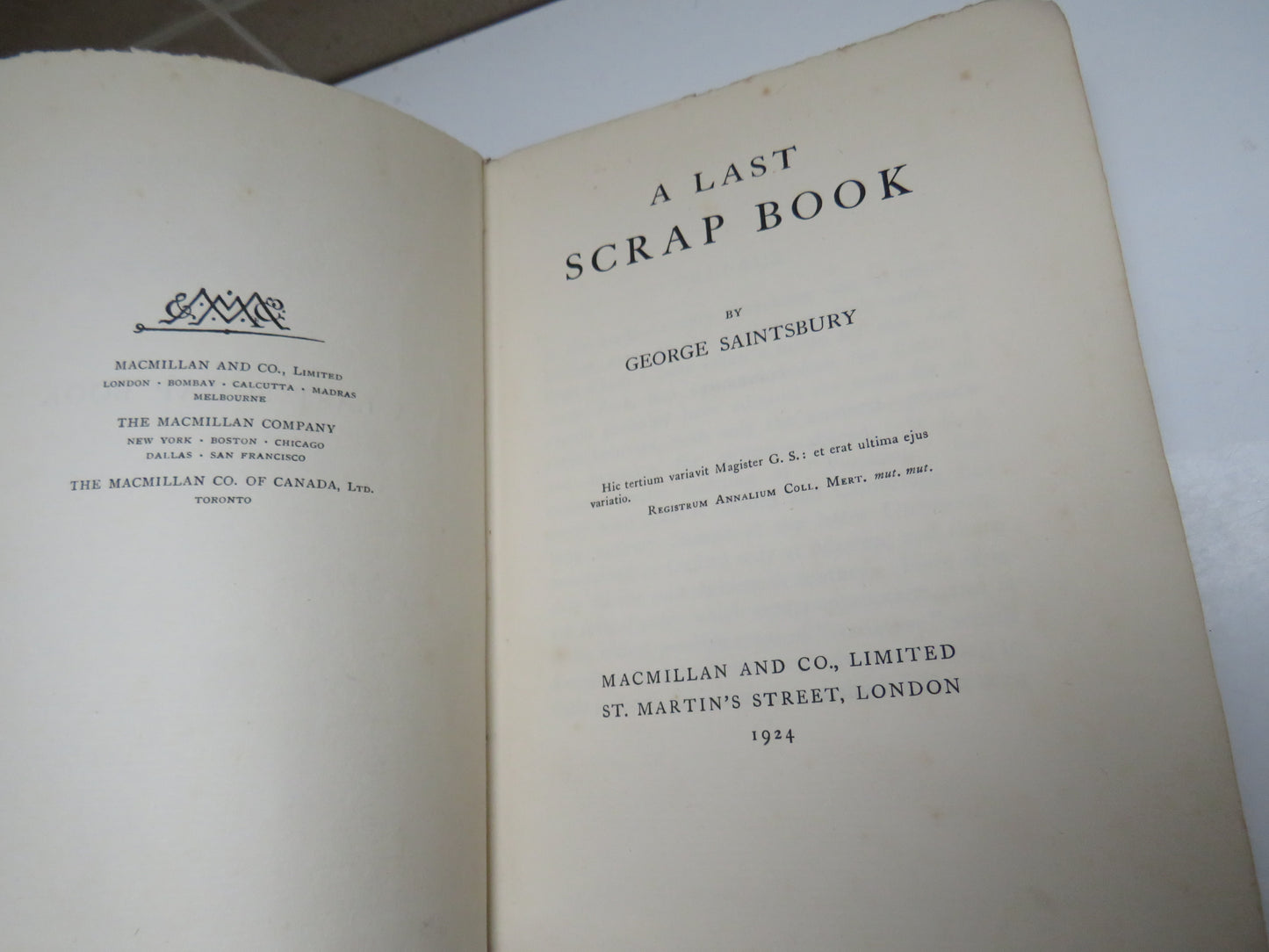 The Last Scrap Book by George Saintsbury 1924