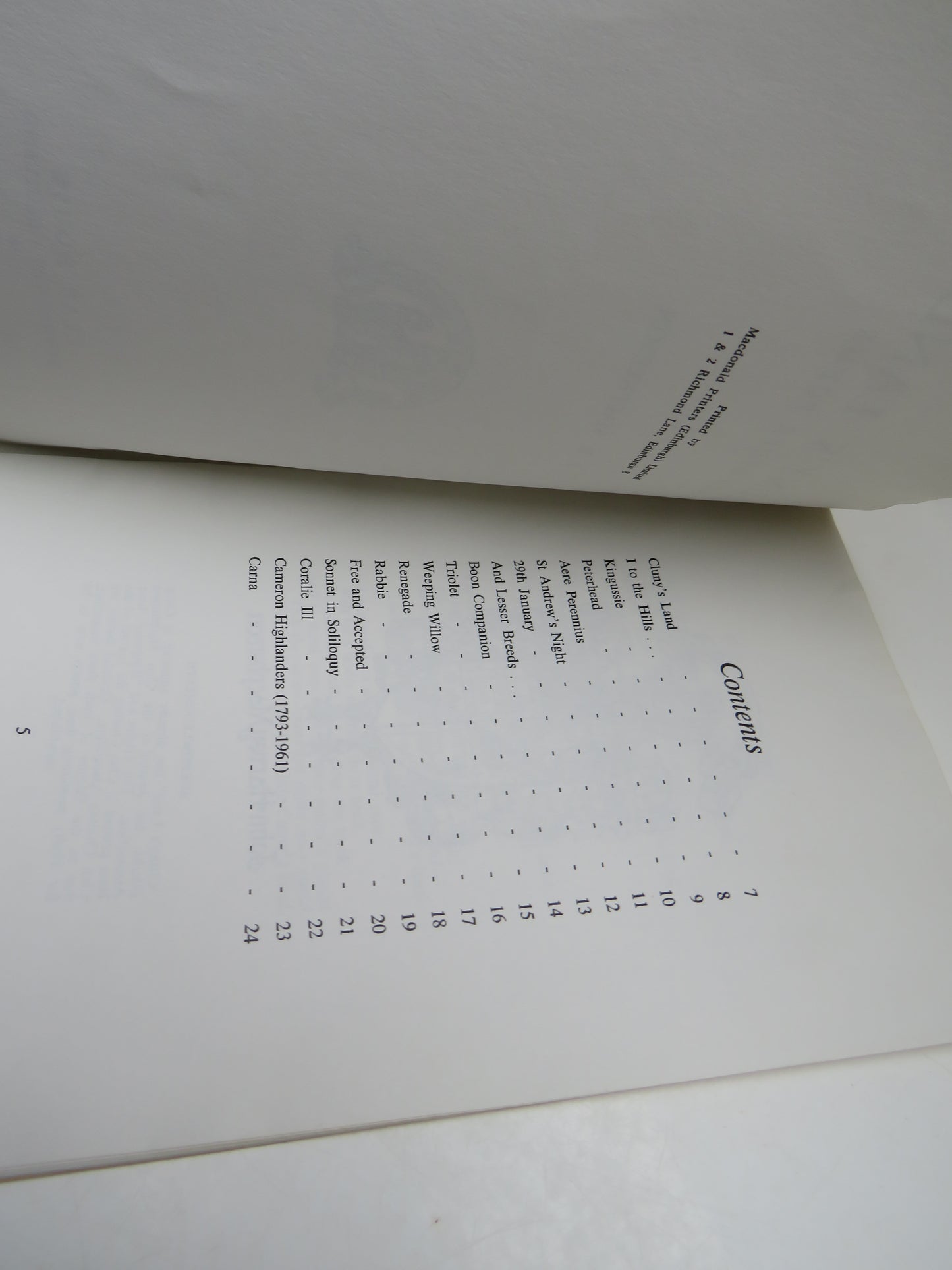Cluny's Land and Other Poems By J.H. Macpherson 1963