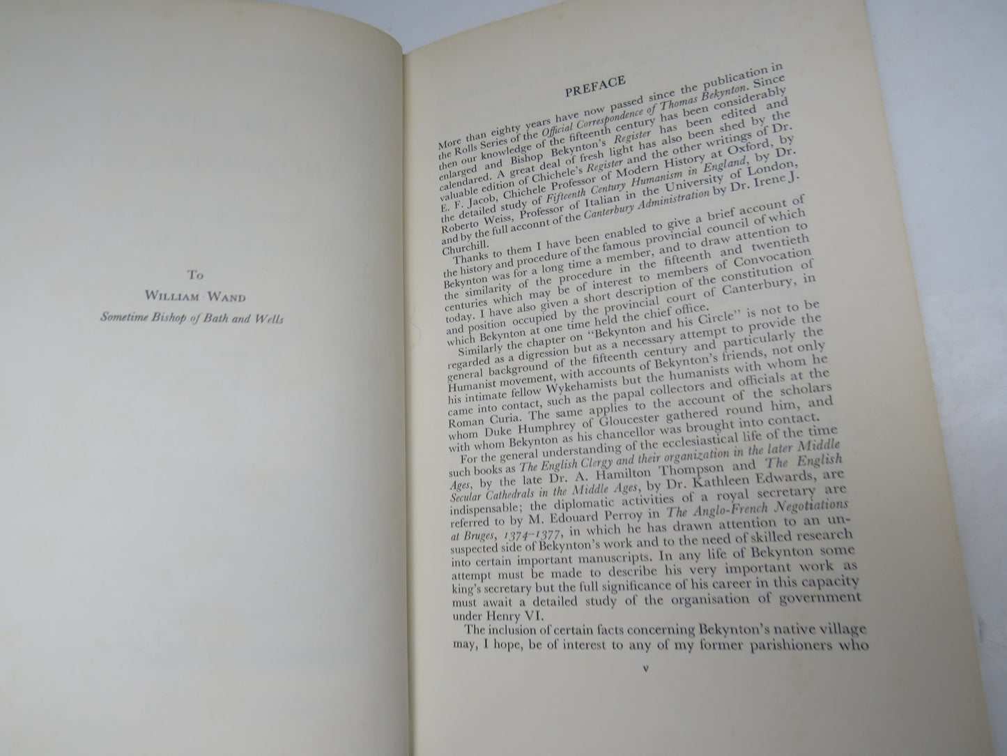 The Life of Thomas Bekynton Secretary To King Henry VI and Bishop of Bath and Wells 1443-1465 By Arnold Judd 1961