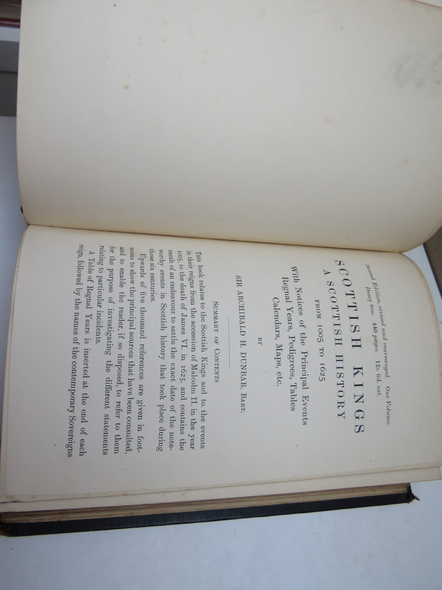 Scottish Kings A Revised Chronology of Scottish History 1005-1625 By Sir Archibald H. Dunbar 1906