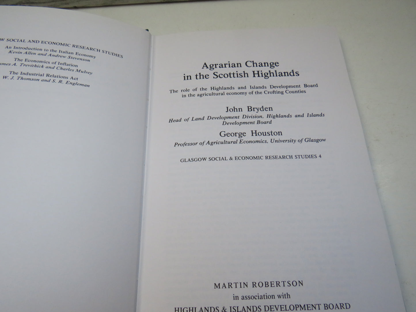 Agrarian Change In The Scottish Highlands By John Bryden & George Houston 1976