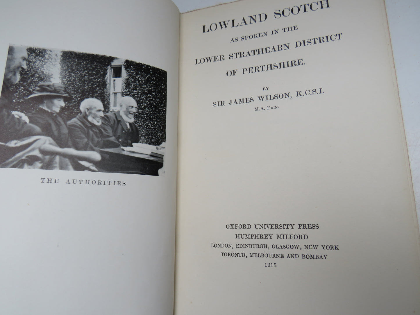 Lowland Scotch As Spoken In The Lower Strathearn District of Perthshire By Sir James Wilson 1915 Antique Book