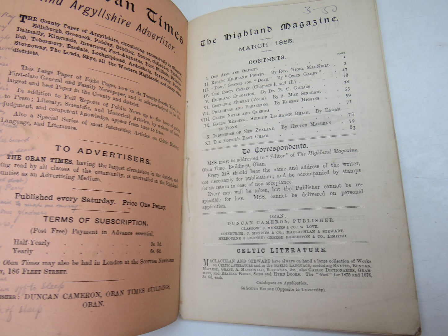 The Highland Magazine Vol.I No. 1 March 1885
