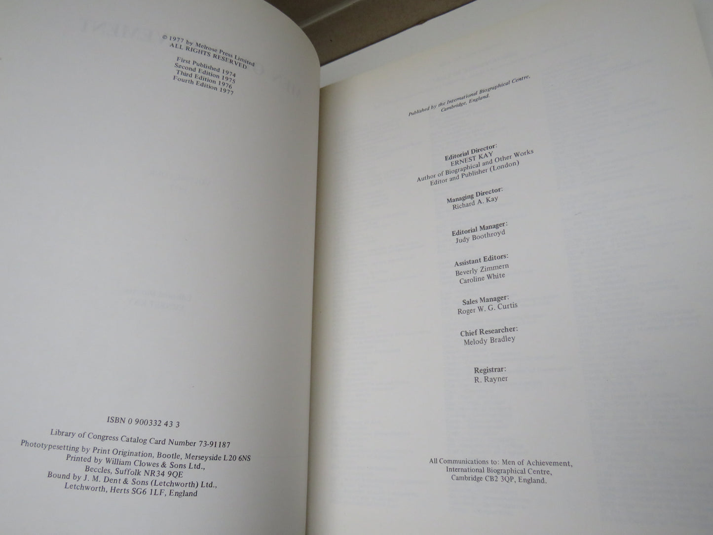 Men of Achievement Volume Four 1977