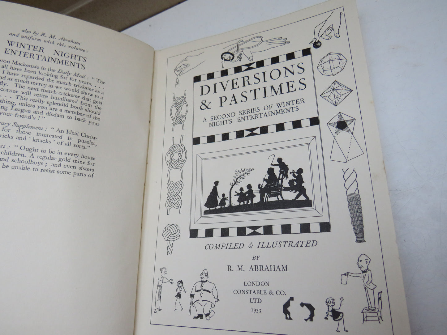 Diversions & Pastimes, A Second Series of Winter Nights Entertainments, by R. M. Abraham, 1933