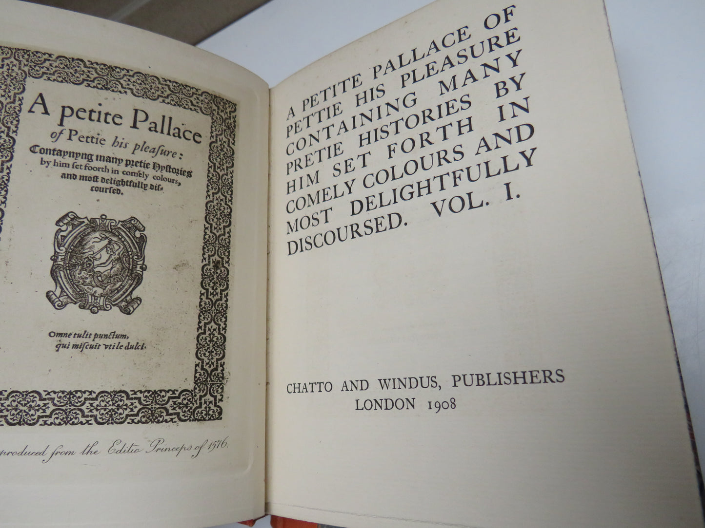 A Petite Pallace of Pettie His Pleasure Edited By Professor I. Gollanncz 1908 Vol I & II
