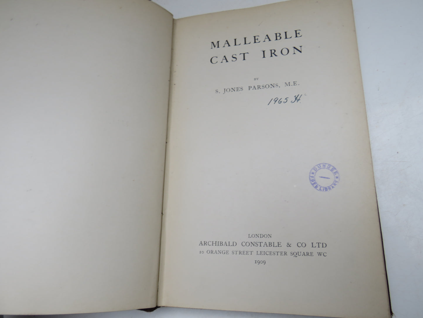 Malleable Cast Iron By S. Jones Parsons 1909 Antique Book