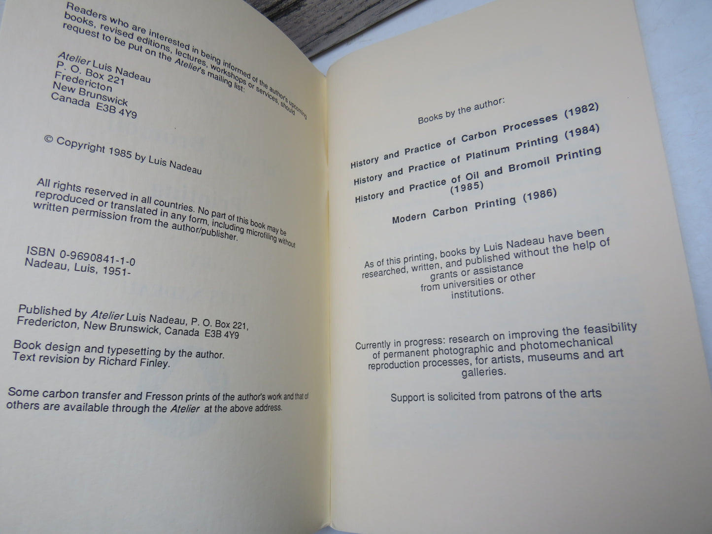 History and Practice of Oil and Bromoil Printing by Luis Nadeau, 1985