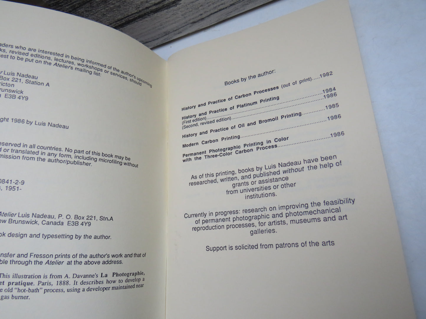History and Practice of Platinum Printing by Luis Nadeau, 1986