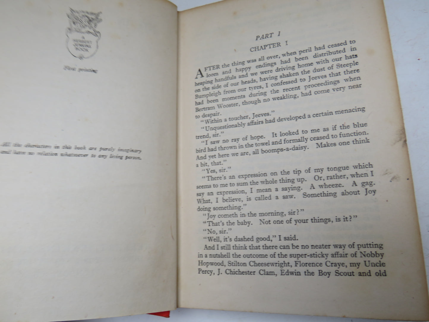 Joy In The Morning By P.G. Wodehouse First Printing