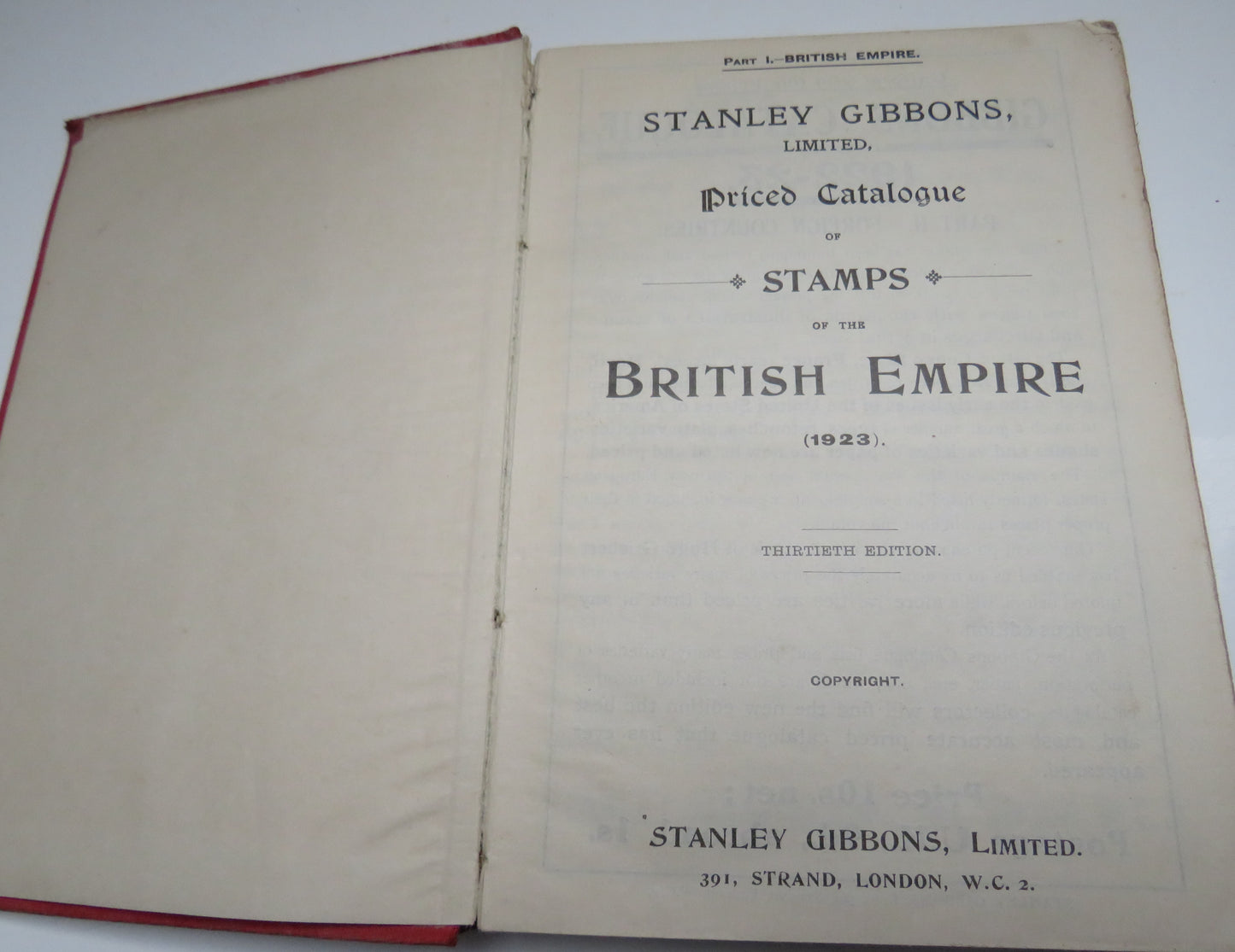 Stanley Gibbons Priced Catalogue of Stamps of the British Empire 1923 Part 1