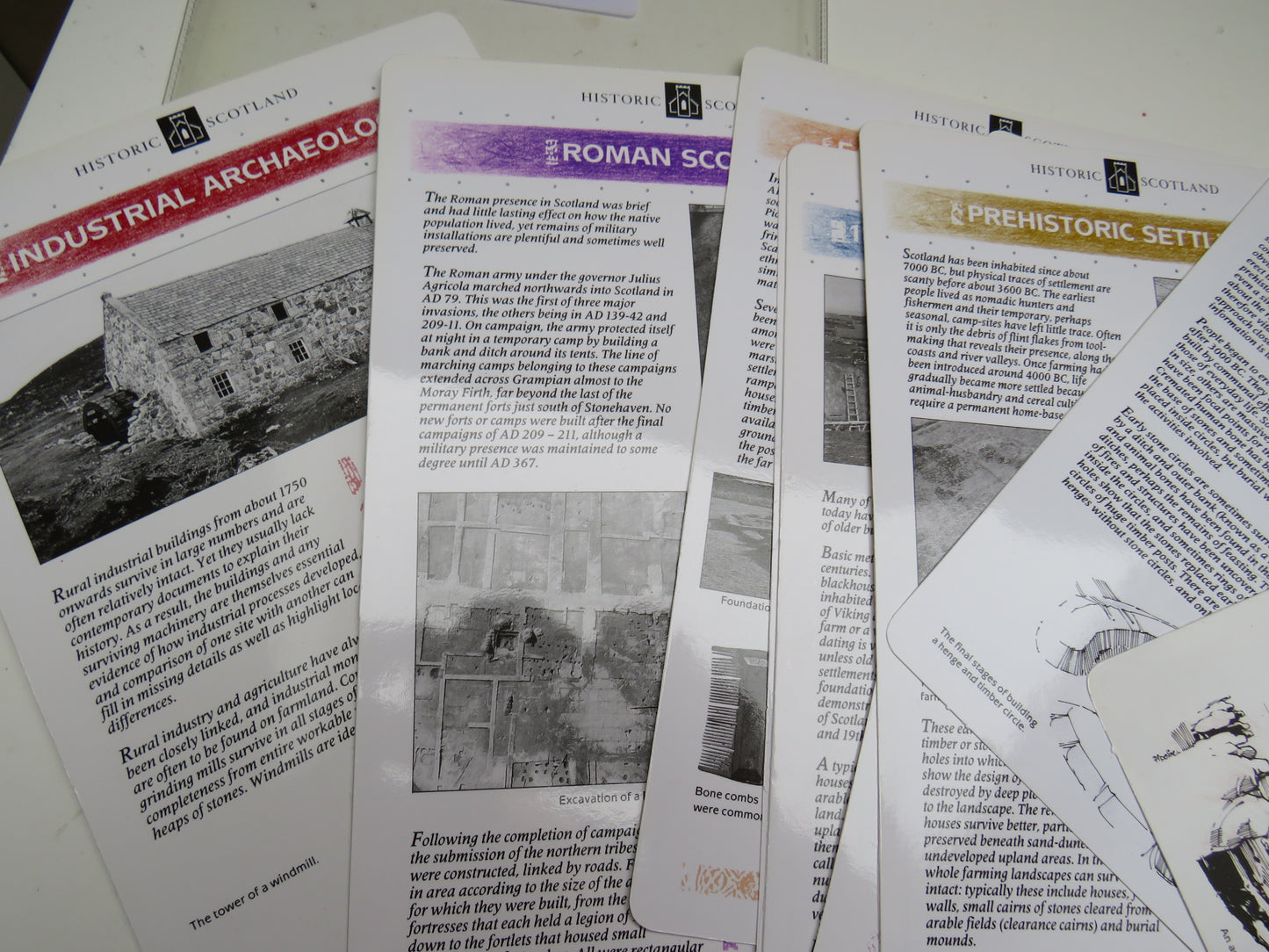 Selection of Historic Scotland Information Cards Including Prehistoric Burials, Roman Scotland and The Hidden Past