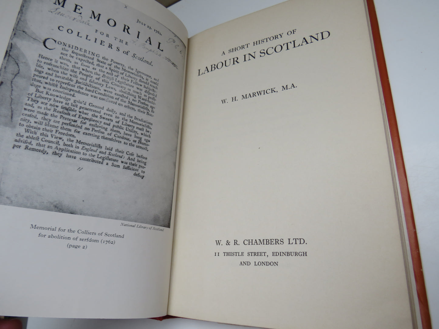 A Short History of Labour in Scotland by W. H. Marwick, 1967