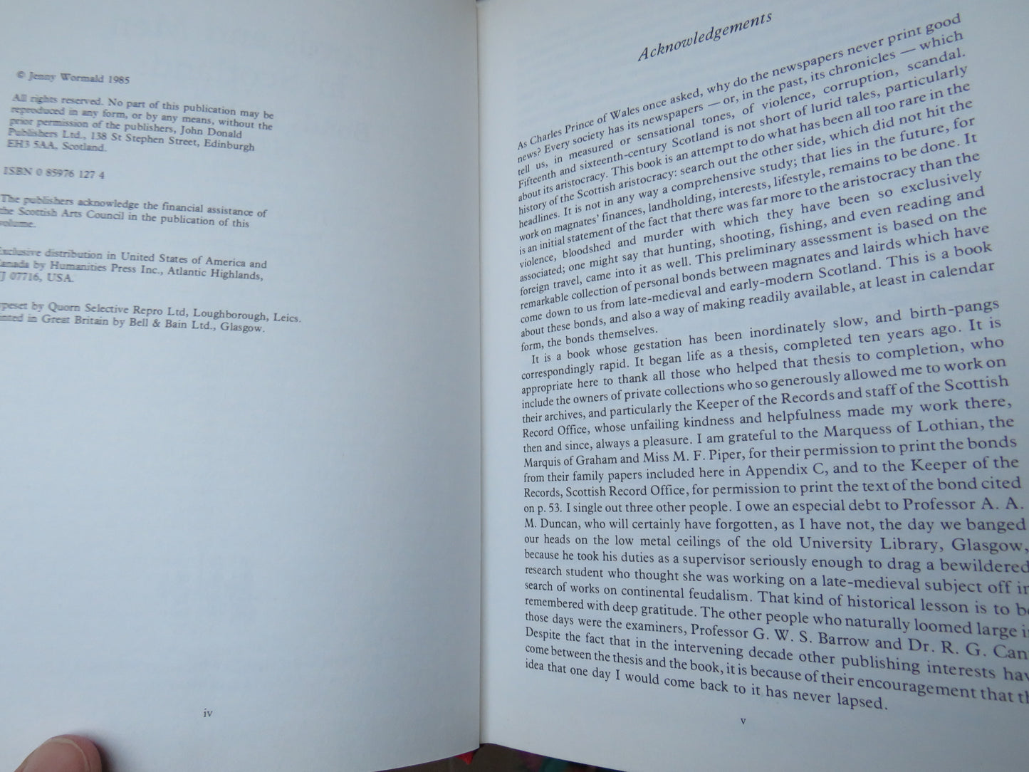 Lords and Men In Scotland: Bonds of Manrent, 1442-1603 By Jenny Wormald 1985