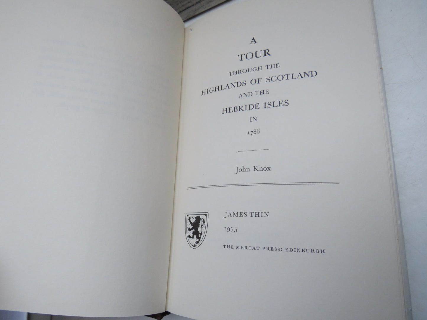 The Highlands and Hebrides In 1786 By John Knox 1975
