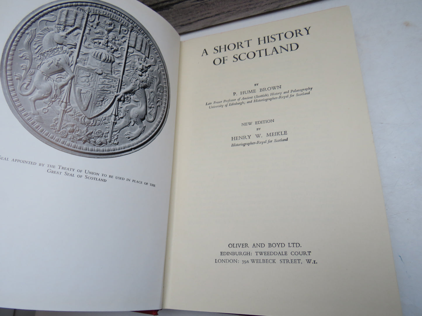 A Short History of Scotland By P. Hume Brown New Edition By Henry W. Meikle 1955