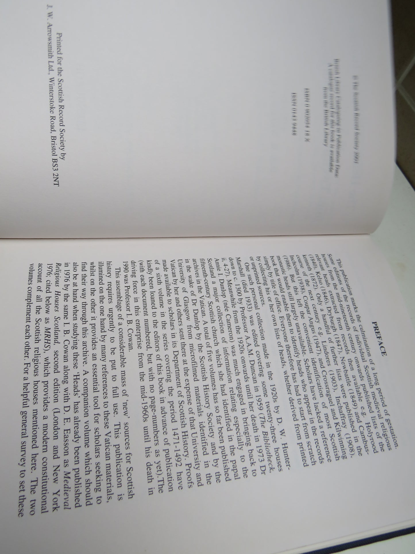 The Heads of Religious Houses In Scotland From Twelfth To Sixteenth Centuries 2001