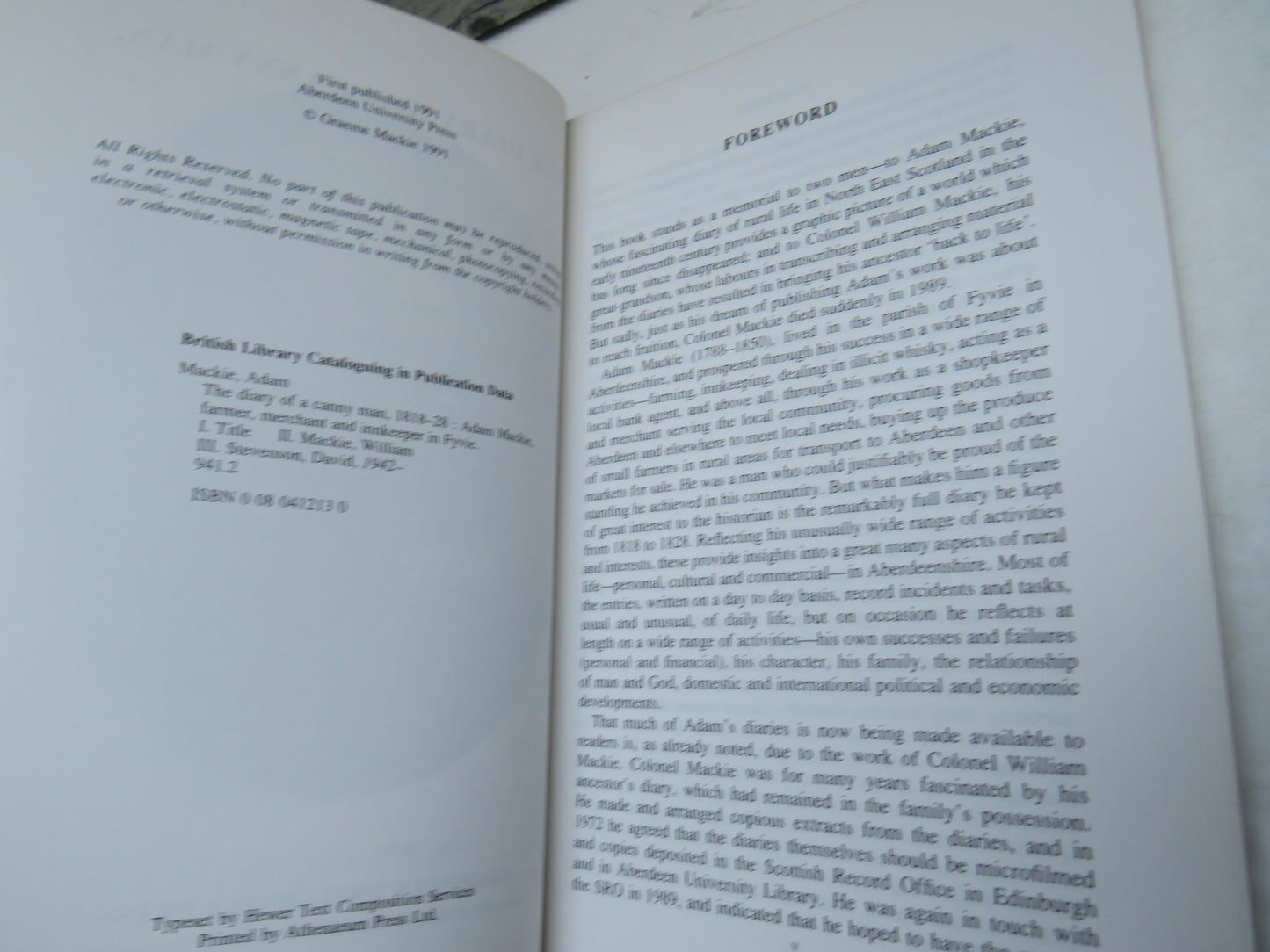 The Diary Of A Canny Man 1818-28 By Adam Mackie, Farmer, Merchant and Innkeeper In Fyvie 1991