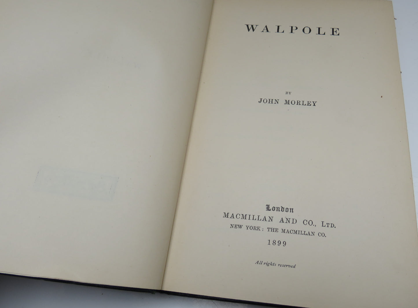 Walpole by John Morley, 1899