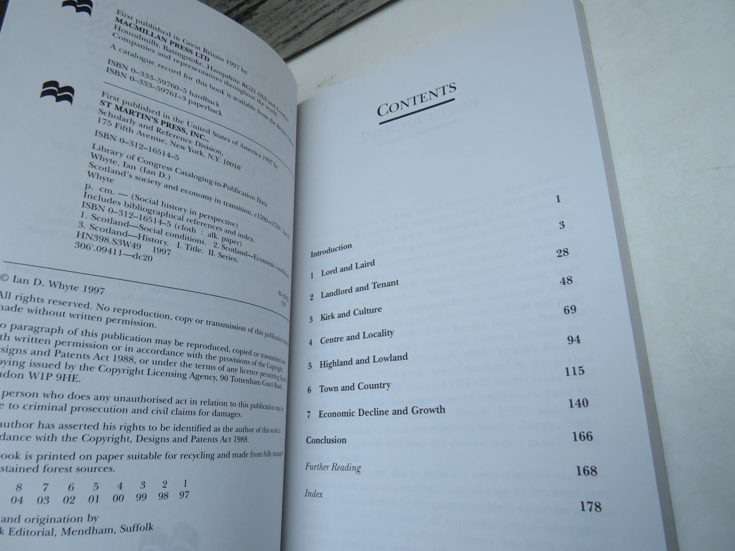 Scotland's Society and Economy In Transition C.1500-C.1760 By Ian D. Whyte 1997