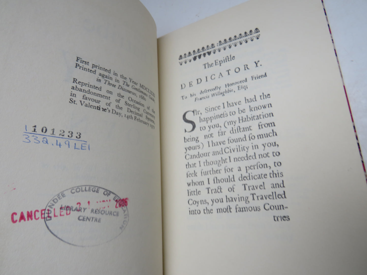 A Diatribe of Mony or Coyn By Edward Leigh and Mr of Arts of Magdalen Hall In Oxford 1971 Reprint