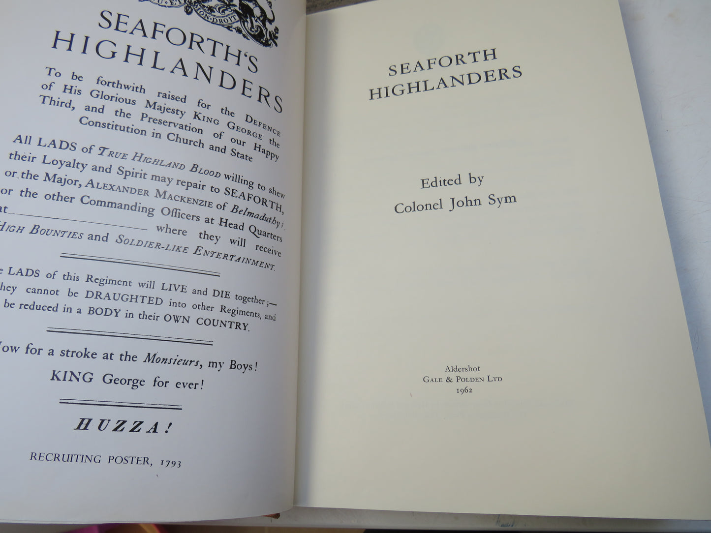 Seaforth Highlanders Edited By Colonel John Sym 1962