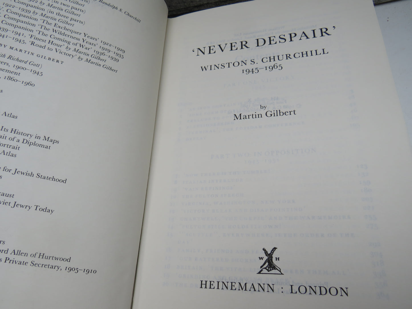 'Never Despair' Winston Churchill 1945-1965 By Martin Gilbert 1988