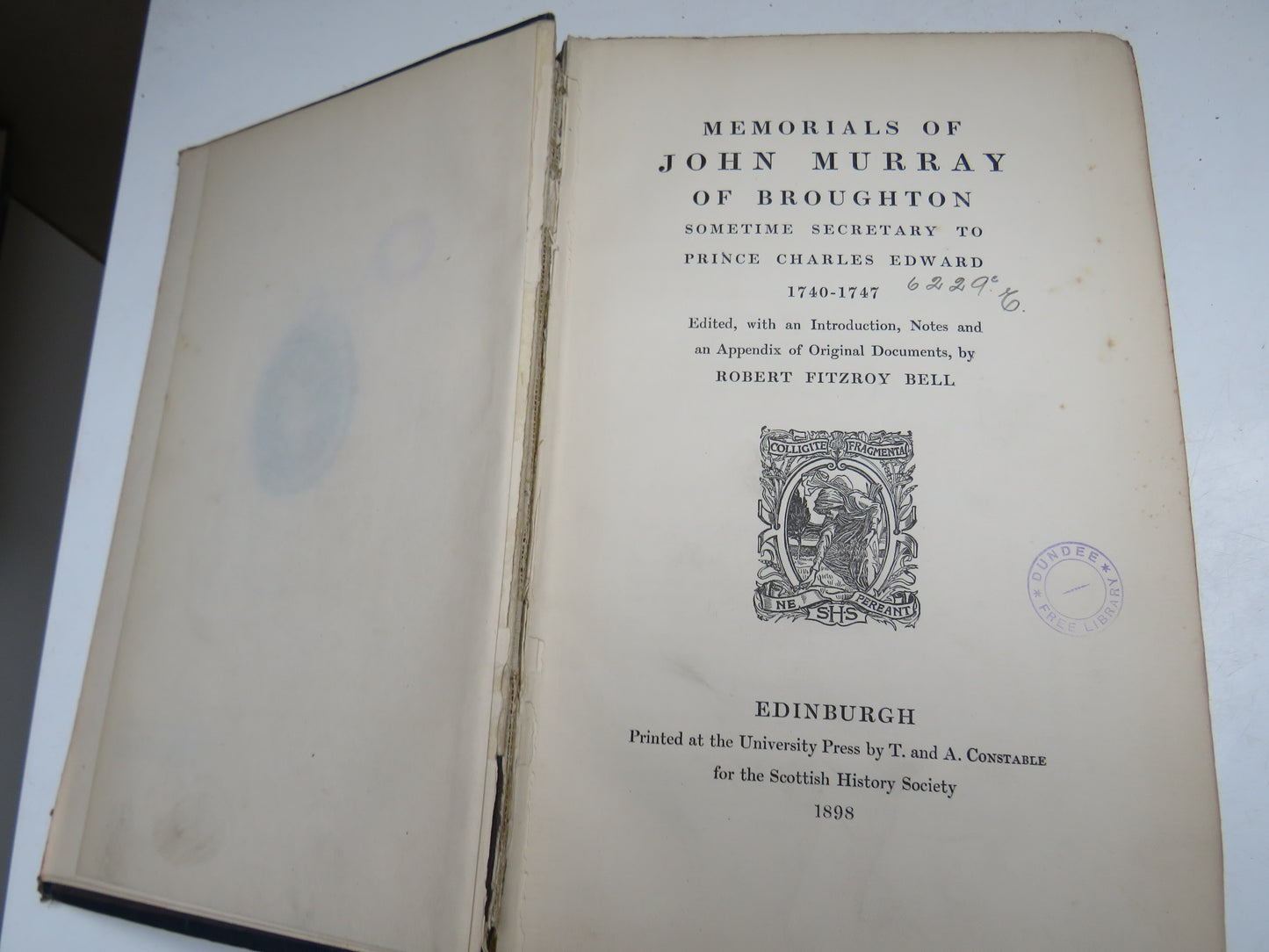 Memorials Of John Murray of Broughton Sometime Secretary To Prince Charles Edward 1740-1747 Antique Scottish History Book 1898