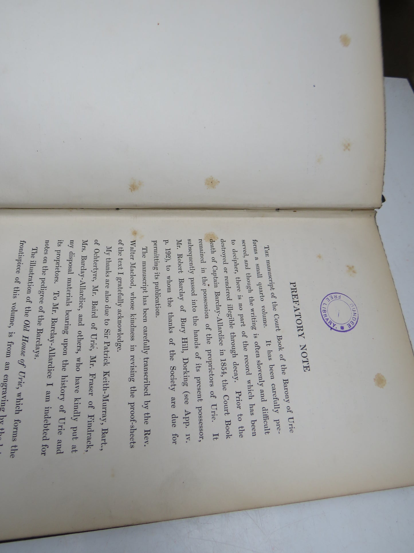 The Court Book of The Barony of Urie In Kincardineshire 1604-1747 Antique Book 1892