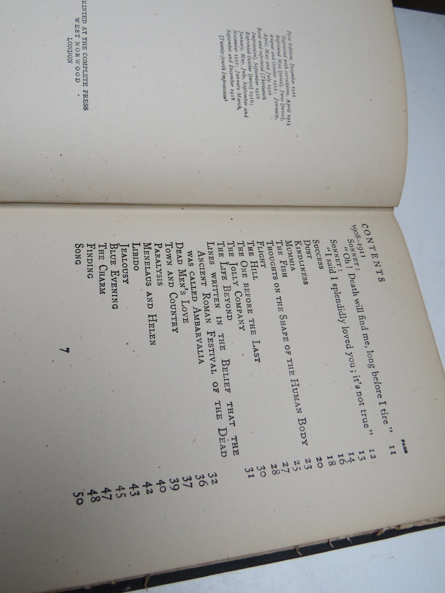 Poems By Rupert Brooke 1918 Antique Book