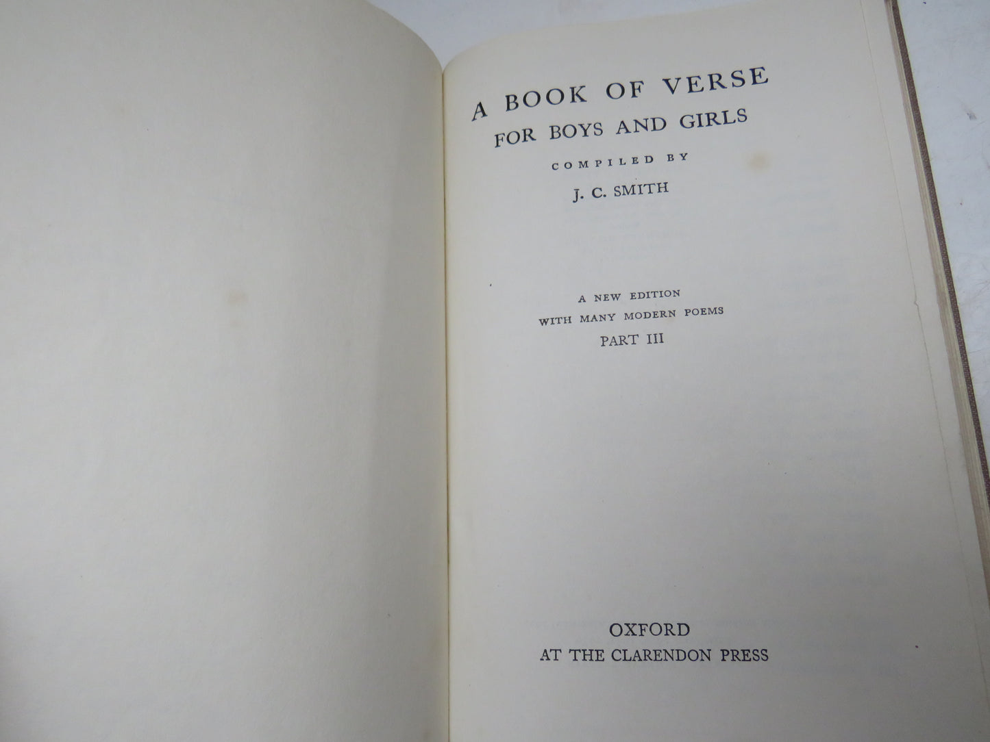 A Book Of Verse For Boys and Girls Compiled By J. C. Smith Part III 1936 Antique Book