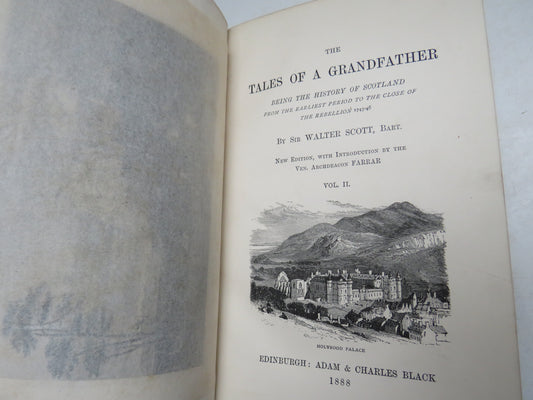 The Tales of A Grandfather Being The History of Scotland By Sir Walter Scott Vol I & II 1888 Antique Books