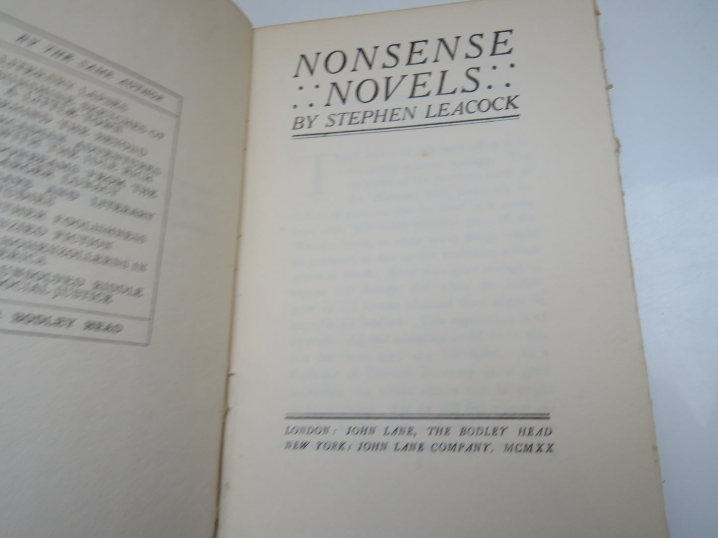 Nonsense Novels By Stephen Leacock 1920