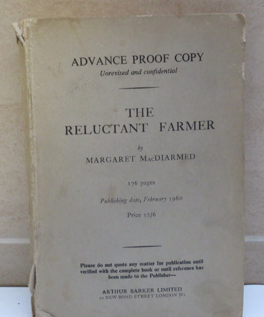 The Reluctant Farmer By Margaret MacDiarmed Advance Proof Copy 1960