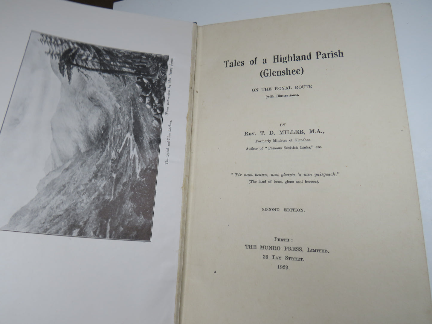 Tales of a Highland Parish (Glenshee) on the Royal Route by Rev. T.D. Miller, 1929, With Illustrations
